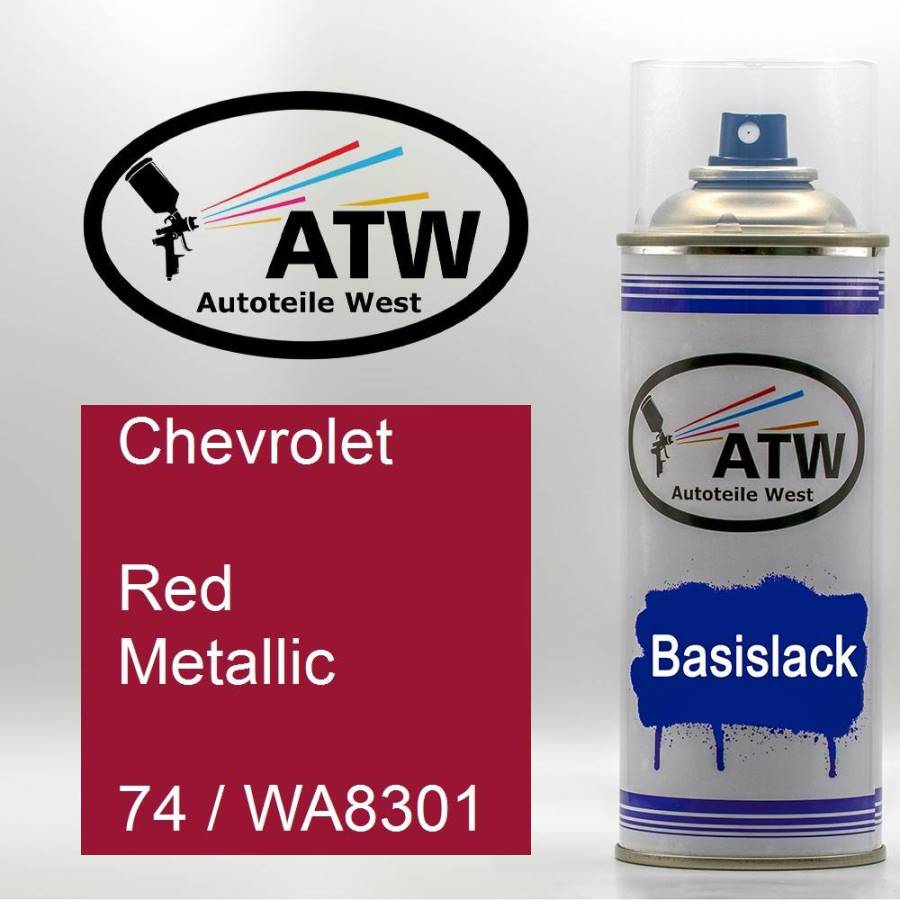 Chevrolet, Red Metallic, 74 / WA8301: 400ml Sprühdose, von ATW Autoteile West.